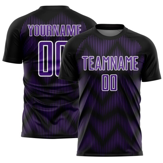 Jersey Line Soccer Sublimation Purple-White Black Custom Uniform