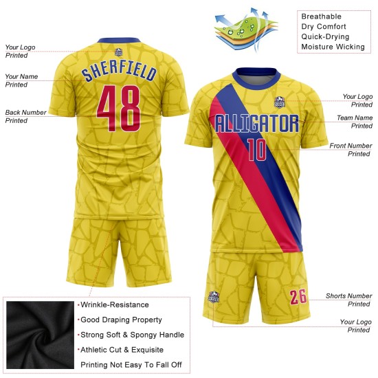 Soccer Gold Red-Royal Custom Uniform Jersey Sublimation