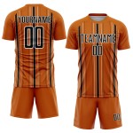 Uniform Soccer Orange Texas Sublimation Black-White Custom Stripe Jersey