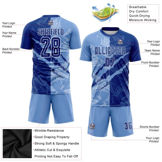 Graffiti Blue Royal-Light Pattern Jersey Uniform Custom Sublimation Scratch Soccer