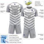 Gray Custom Uniform White-Black Sublimation Soccer Shapes Arrow Jersey