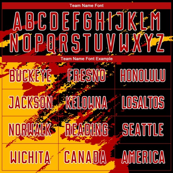 Abstract Custom Uniform Splash Soccer Art Black Red-Gold Jersey Fragment Sublimation