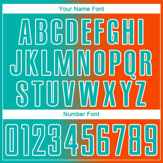 Uniform Gradient Orange Soccer Jersey Sublimation Custom Line Aqua-White