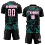 Uniform Lines Curve Jersey White Custom Aqua-Pink Black Sublimation Soccer Sports