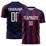 Abstract Shape Sublimation Soccer Uniform Navy White-Red Custom Jersey