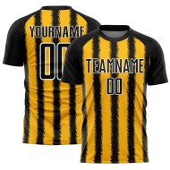 Black Line Jersey Soccer Sublimation Custom Uniform Gold-White