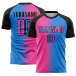 Fashion Gradient Sublimation Powder Soccer Jersey Pink-Black Custom Blue Uniform