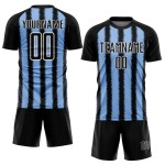 Light Uniform Soccer Line Black Custom Sublimation Blue-White Jersey Light Uniform Soccer Line Black Custom Sublimation Blue-White Jersey