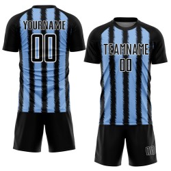 Light Uniform Soccer Line Black Custom Sublimation Blue-White Jersey