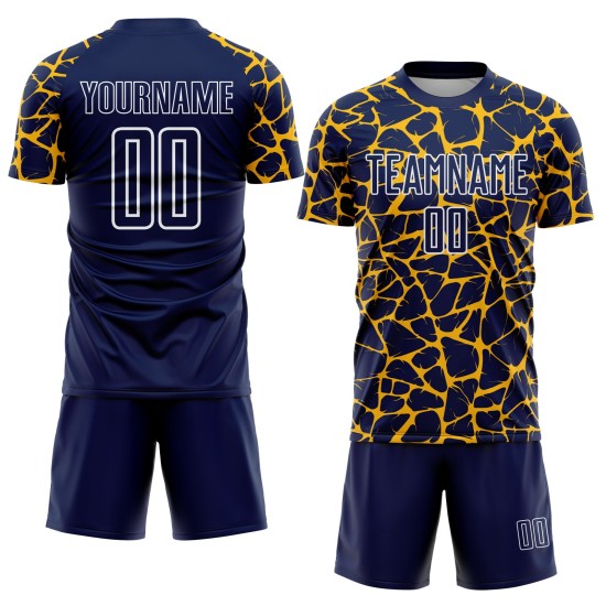 Uniform Gold-White Jersey Splash Soccer Network Abstract Navy Custom Sublimation