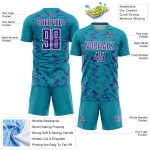 Teal Purple-White Lines Jersey Custom Sublimation Abstract Uniform Soccer