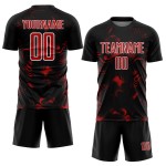 Soccer Black Sublimation Abstract Jersey Red-White Liquid Uniform Custom