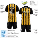 Black Line Jersey Soccer Sublimation Custom Uniform Gold-White