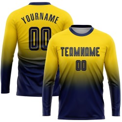 Fashion Long Fade Navy Uniform Sublimation Gold Jersey Custom Soccer Sleeve