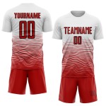 Line Sublimation Gradient White Red-Black Uniform Soccer Jersey Custom