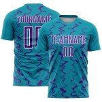 Teal Purple-White Lines Jersey Custom Sublimation Abstract Uniform Soccer