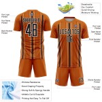 Uniform Soccer Orange Texas Sublimation Black-White Custom Stripe Jersey