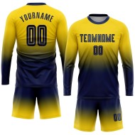 Fashion Long Fade Navy Uniform Sublimation Gold Jersey Custom Soccer Sleeve