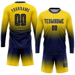Fashion Long Fade Navy Uniform Sublimation Gold Jersey Custom Soccer Sleeve