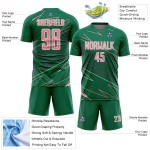 Medium Uniform Sublimation Soccer Jersey Custom Green Sports Pink-White Lines Kelly
