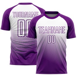 Uniform Abstract Geometric Jersey Custom White Soccer Triangles Purple Sublimation