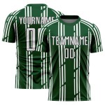 Soccer Uniform Green Pinstripe Custom White-Black Jersey Sublimation