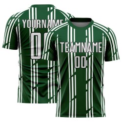 Soccer Uniform Green Pinstripe Custom White-Black Jersey Sublimation