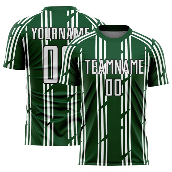 Soccer Uniform Green Pinstripe Custom White-Black Jersey Sublimation