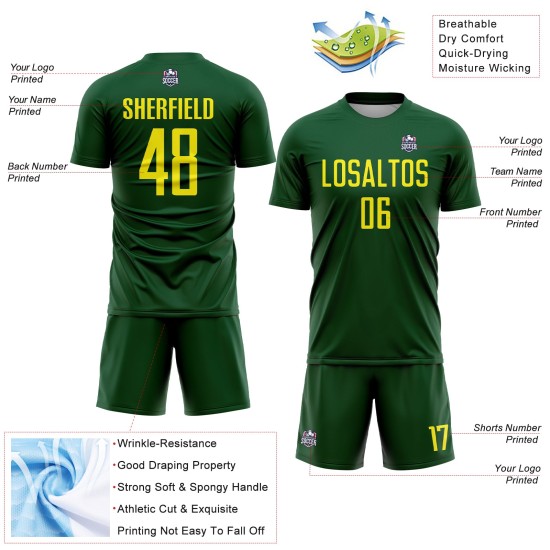 Green Soccer Jersey Light Yellow Custom Uniform Sublimation