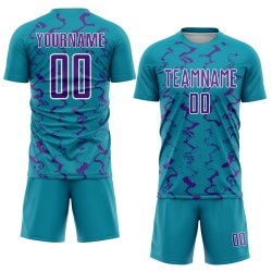 Teal Purple-White Lines Jersey Custom Sublimation Abstract Uniform Soccer