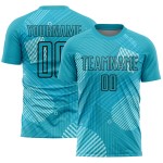 Aqua Soccer Sublimation Uniform Custom Black Jersey Lines