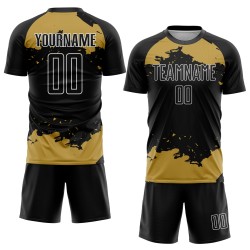 Abstract Art Uniform Custom Gold-White Jersey Black Fragment Soccer Old Sublimation