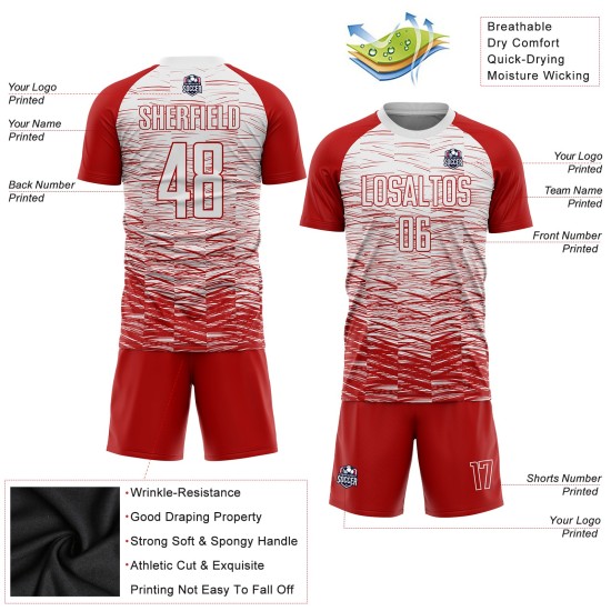 Uniform White Jersey Red Soccer Sublimation Custom