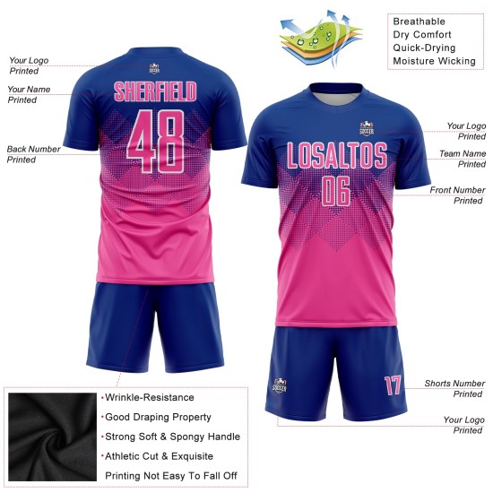 Sublimation Jersey Uniform Custom Soccer Pink-White Royal