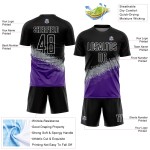 Custom Sublimation Shape Black Jersey Geometric Soccer Gradient Uniform Gray-Purple