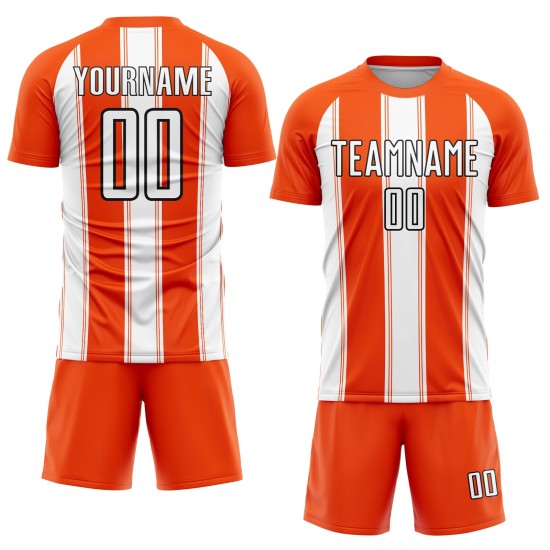 Orange Uniform Sublimation White-Black Line Custom Soccer Jersey