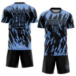 Blue Sublimation Black Uniform Jersey Light Custom Soccer