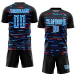 Blue-White Soccer Lines Jersey Sublimation Custom Black Sky Uniform