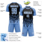 Light Black-White Fluid Soccer Abstract Custom Jersey Uniform Sublimation Blue Wave