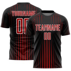 Uniform Sublimation Custom Lines Black Red-White Jersey Soccer