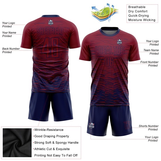 Navy Sublimation Soccer Crimson Jersey Custom Uniform