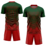 Uniform Custom Soccer Red Jersey Green Sublimation