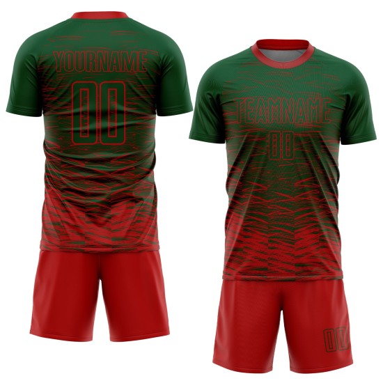 Uniform Custom Soccer Red Jersey Green Sublimation