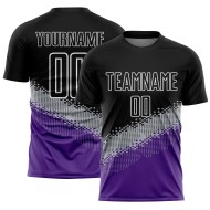 Custom Sublimation Shape Black Jersey Geometric Soccer Gradient Uniform Gray-Purple