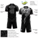Uniform Black Soccer Jersey White Sublimation Custom