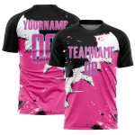 Spalsh Sublimation Soccer Blue Jersey Uniform Black Custom Pink-Light
