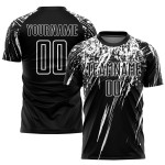 Uniform Black Soccer Jersey White Sublimation Custom