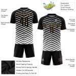 Jersey Soccer Sublimation Custom Gold Black-Old Uniform White