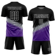 Custom Sublimation Shape Black Jersey Geometric Soccer Gradient Uniform Gray-Purple