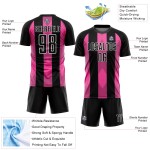 Soccer Pink-White Sublimation Jersey Black Uniform Line Custom Soccer Pink-White Sublimation Jersey Black Uniform Line Custom